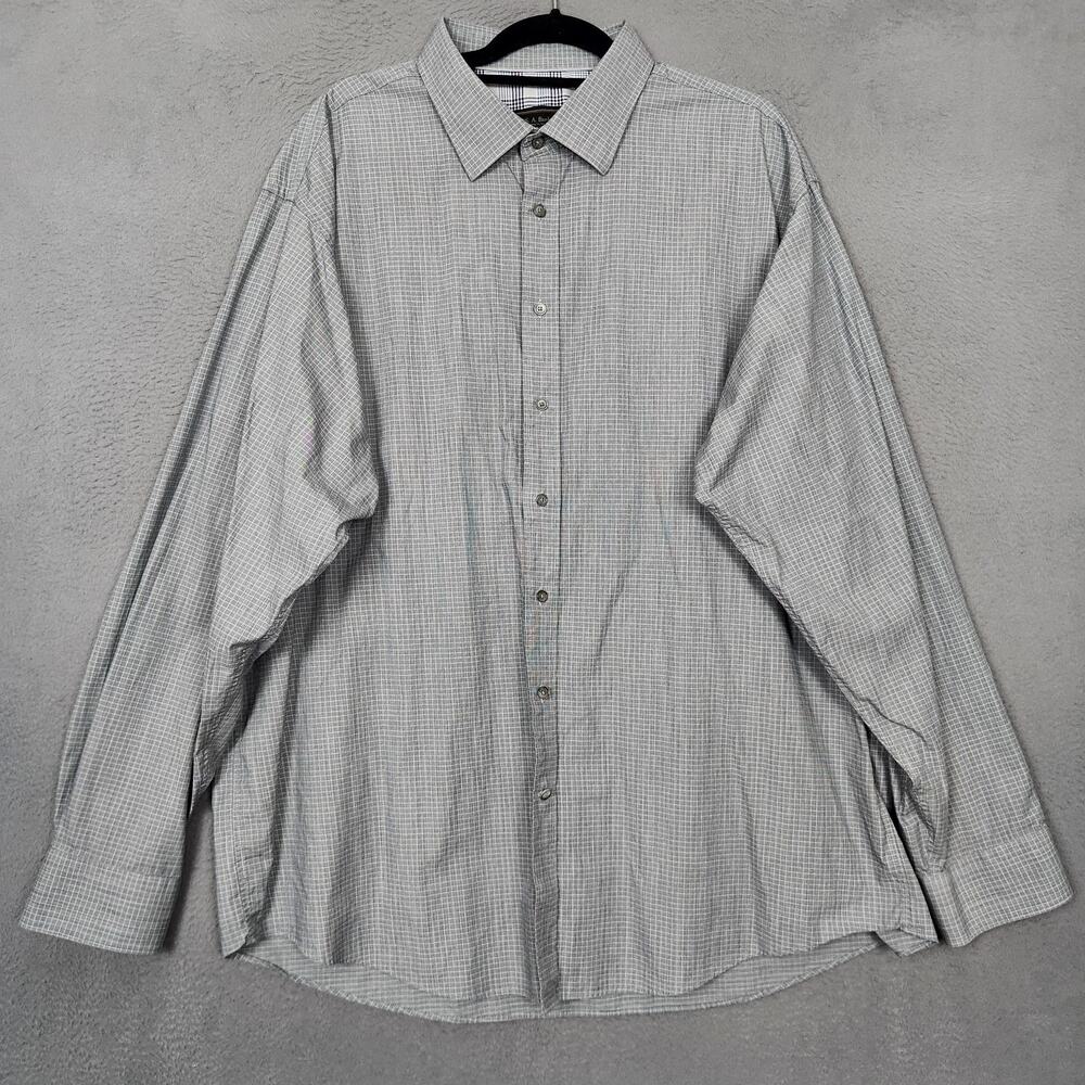Jos A Bank Reserve Dress Shirt Mens 2XLT Gray Check Long Sleeve Big Tall